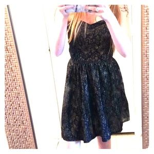 Size Medium Black and Gold Strapless Dress
